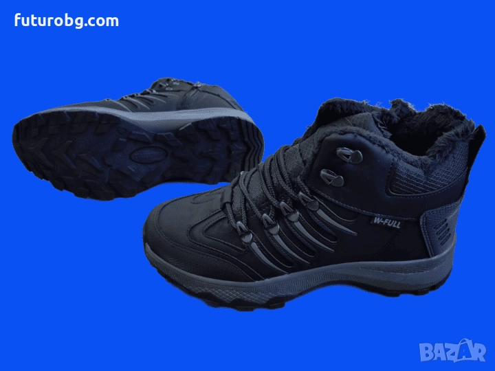 Водоустоичиви черни боти за мъже в черен цвят с лек сив акцент, снимка 1