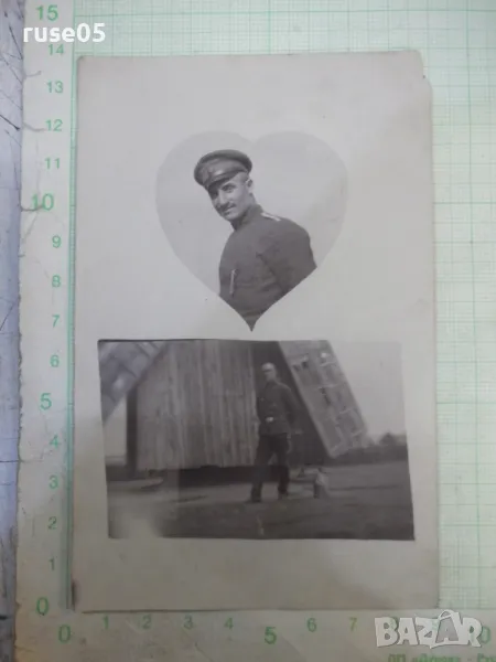 Снимка стара на униформен мъж пред вятърна мелница, снимка 1