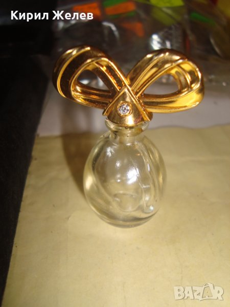 МИНИ-ШИШЕНЦЕ от МАРКОВ АМЕРИКАНСКИ СКЪП ПАРФЮМ ПОЗЛАТЕНА КАПАЧКА с ИНКРУСТИРАН ЦИРКОН 24747, снимка 1