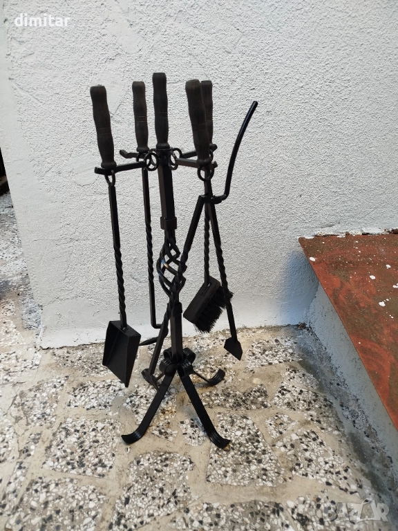 Комплект аксесоари за камина 4 в 1 от ковано желязо - 83 см, снимка 1