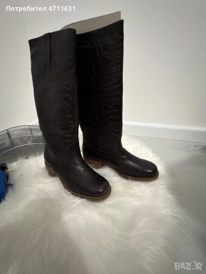 Високи ботуши с леко токче,без цип, снимка 1