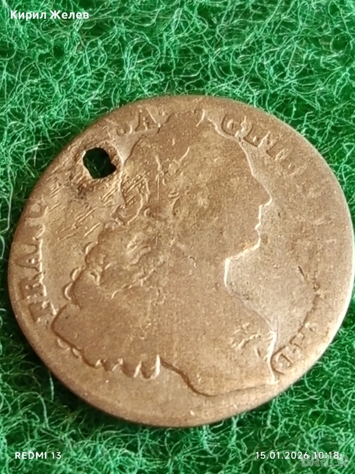 Сребърна монета 7 кройцера 1762г. Франц първи Австрия за КОЛЕКЦИЯ 52982, снимка 1