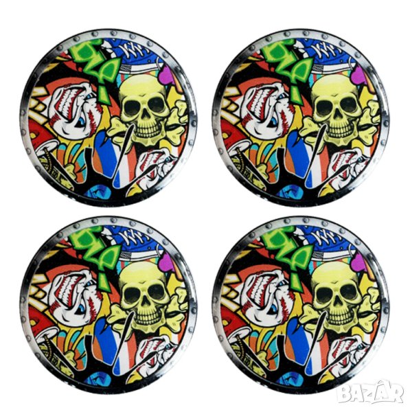 капачки за джанти шарени 60мм анимация 4 броя комплект , снимка 1