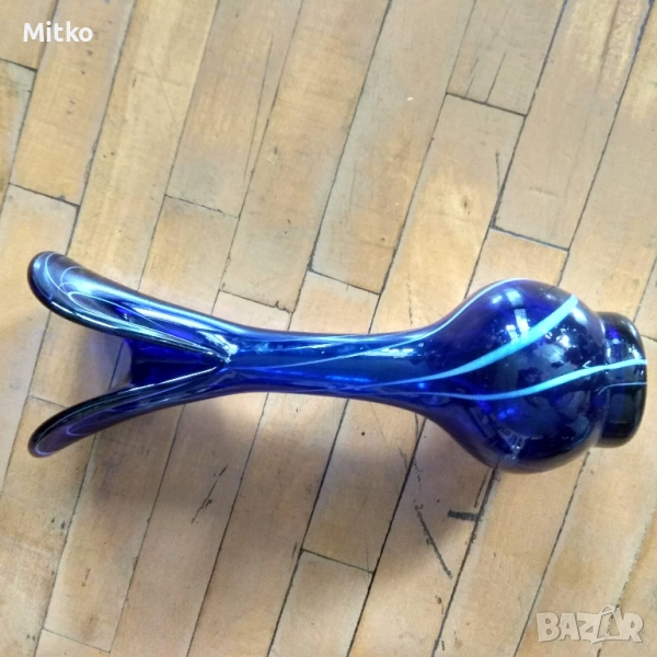 Ваза син кристал, снимка 1