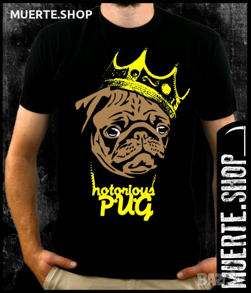 Черна тениска с щампа NOTORIOUS PUG, снимка 1