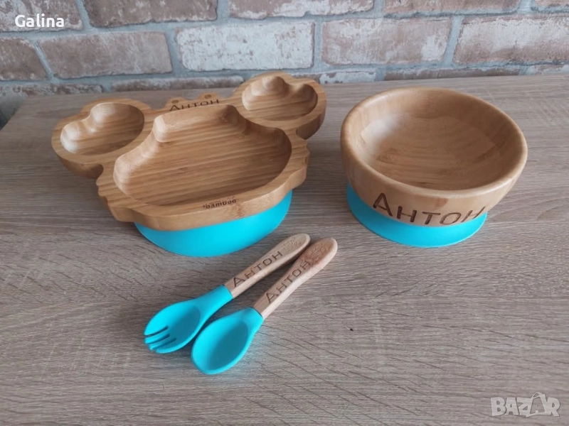 бамбуков комплект за хранене - захранване , снимка 1
