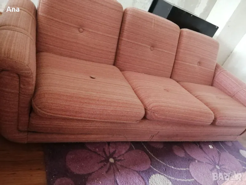 Гарнитура - диван, два фотьойла и табуретка, всичко на колелца, снимка 1