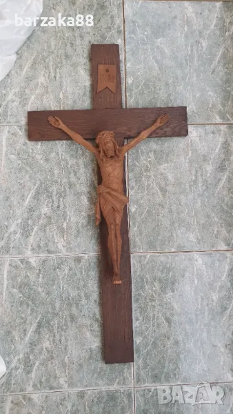 Голям дървен Кръст Разпятие, снимка 1