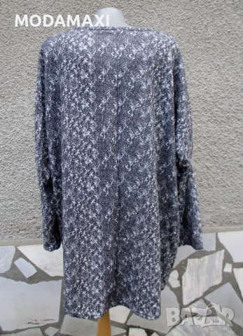 5XL Нова блуза Janina в сиво и бяло , снимка 6 - Блузи с дълъг ръкав и пуловери - 38832317
