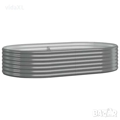 vidaXL Градинска повдигната леха поцинкована стомана сиво, снимка 1 - Саксии и кашпи - 56146659