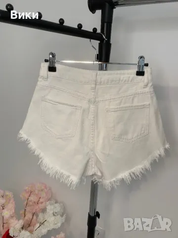 Къси дънки с висока талия, размер XS, снимка 7 - Къси панталони и бермуди - 50203429