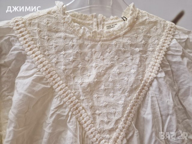 Зара, красива детска риза с дантела, размер 140 см(10г,), снимка 2 - Детски Блузи и туники - 40373130