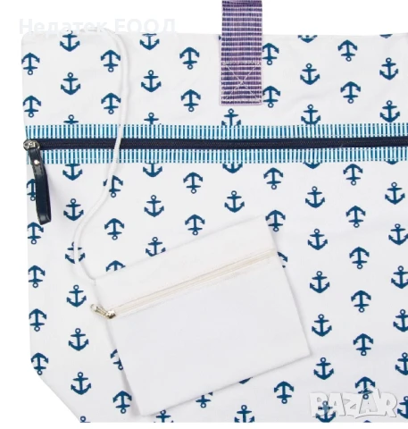 Плажна чанта, Бял, 59x22x37см., снимка 2 - Чанти - 50650894