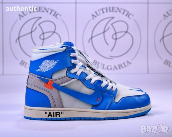 Nike Air Jordan 1 Off-White University Blue, снимка 2 - Маратонки - 36013219