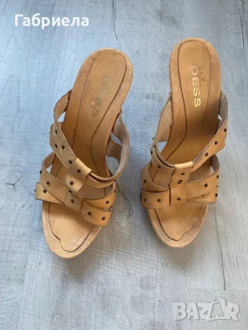 Чехли на ток, естествена кожа, снимка 2 - Чехли - 50967514