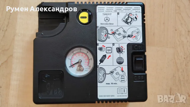 Нов оригинален Mercedes компресор за гуми 12V-15А-180W с лепило уплътнител 355 мл, снимка 3 - Аксесоари и консумативи - 44780232