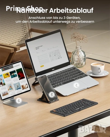 Сгъваема Bluetooth клавиатура ProtoArc XK04, 3 BT канала + стойка за телефон, снимка 6 - Клавиатури и мишки - 53541610