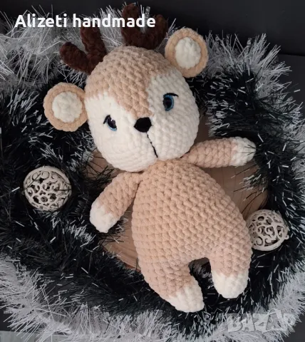 Плетено коледно еленче, снимка 2 - Плюшени играчки - 47928959