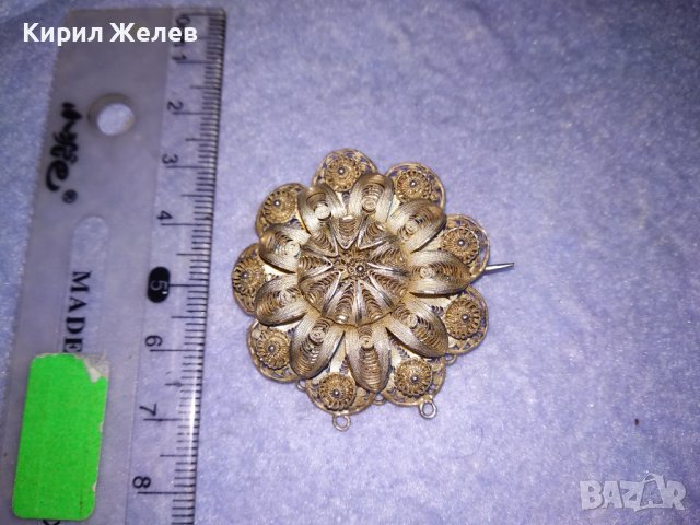 РАЗКОШНА СТАРИННА СРЕБЪРНА ФИЛИГРАННА ФЛОРАЛНА БРОШКА ФИНА МАЙСТОРСКА РЪЧНА ИЗРАБОТКА УНИКАТ 35809, снимка 7 - Антикварни и старинни предмети - 39507059
