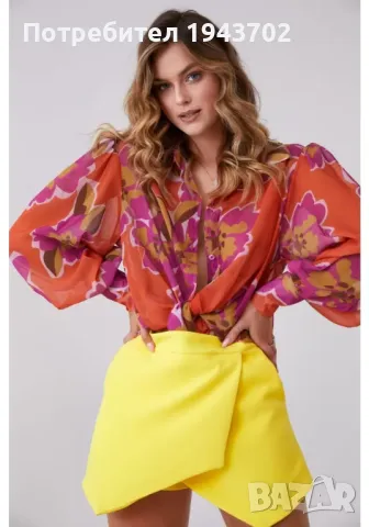 Ефирна дамска риза в оранжев цвят 1726 FASARDI, снимка 2 - Ризи - 47752166