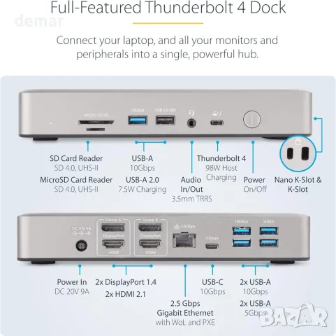 StarTech.com Thunderbolt 4 Мултидисплейна докинг станция,2x HDMI/2x DP, снимка 3 - Кабели и адаптери - 47372670