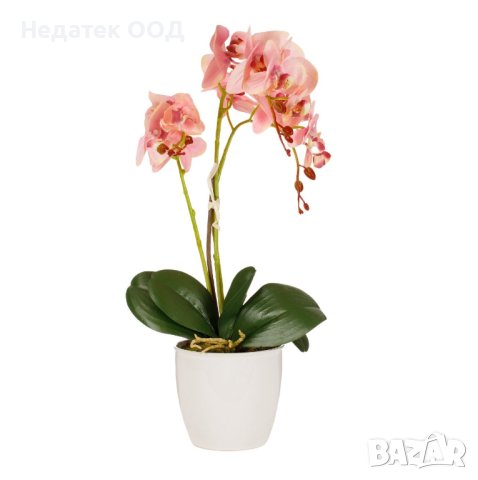 Саксия с изкуствена орхидея,  Розова, 14x50cм