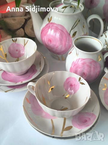 Руски порцелан сервиз за чай Дулево , снимка 3 - Сервизи - 52163595