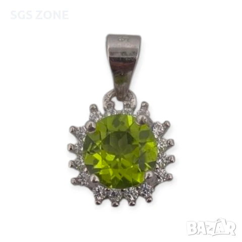 Сребърна висулка от Тайланд с естествен перидот, снимка 3 - Колиета, медальони, синджири - 51205121