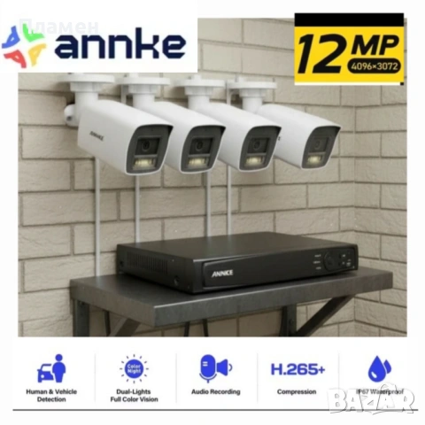 Професионална система за видеонаблюдение ANNKE – 12MP (4 камери + NVR)