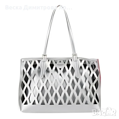 Дамска чанта с вътрешен несесер и решетъчен дизайн, снимка 3 - Чанти - 50498644