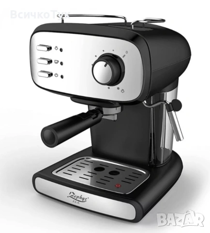 ✨Еспресо машина ZEPHYR ZP 1171 J, 15bar, 850W, 1.5 литра, Пяна, Инокс/Черен 