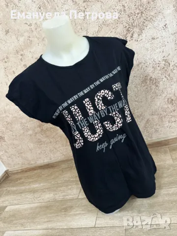 Дамска тениска - налична в черно и сиво, с принт, снимка 2 - Тениски - 48058757