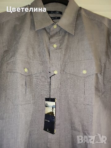 Мъжка риза с къс ръкав в цвят тъмен люляк размер M 15 лв., снимка 5 - Ризи - 42619800