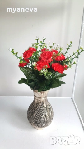 Vintage , масивна , метална ваза с богата орнаментика . , снимка 4 - Вази - 53464503