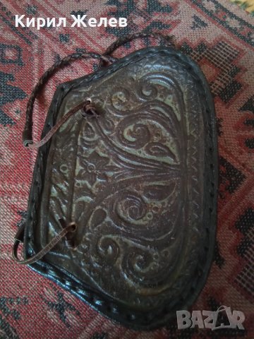 Стара дамска кожена чантичка ръчна маисторска изработка с красиви флорални орнаменти 38777, снимка 2 - Колекции - 41696825