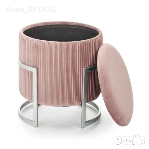 Розова табуретка с място за съхранение, снимка 2 - Дивани и мека мебел - 51489427