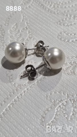Автентични сребърни обеци 925 с перли , снимка 2 - Обеци - 44263840