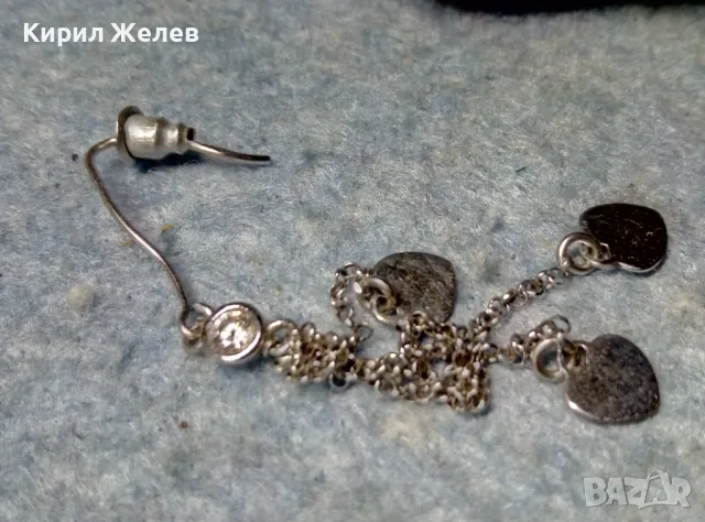 ЕФИРНА СРЕБЪРНА ОБИЦА със СЪРЧИЦА СРЕБРО 925 с БЯЛА ПОЗЛАТА и ФАСЕТИРАН БЛЕСТЯЩ ЦИРКОН ОБЕЦА 31782, снимка 6 - Обеци - 49001584