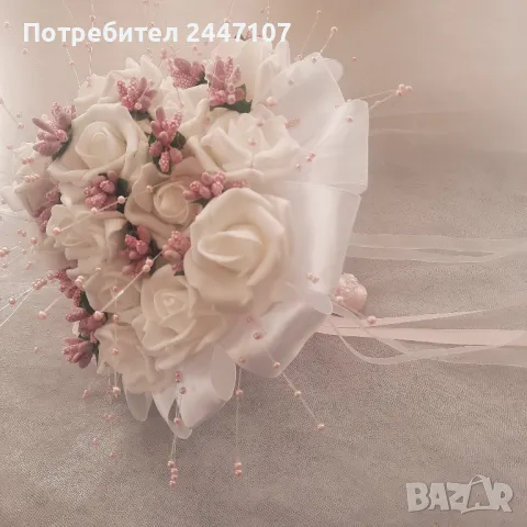 Булчински букет, снимка 2 - Сватбени аксесоари - 49229717
