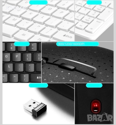 Бизнес безжични Wireless клавиатура и оптична мишка, съвместими с Windows KMT3, снимка 4 - Клавиатури и мишки - 52556027