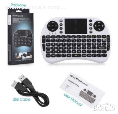Мини безжична клавиатура за Android PC или TV Box Mini С подцветка , снимка 5 - Клавиатури и мишки - 53348346