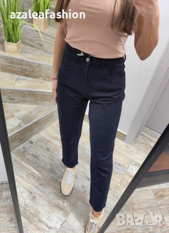 Дамски дънки мом фит с камъни, снимка 7 - Дънки - 52671422