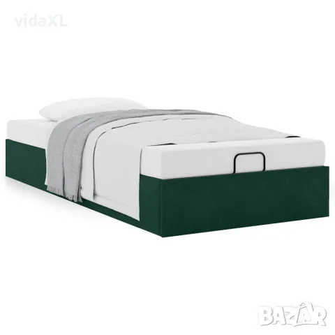 vidaXL Османска рамка за легло без матрак тъмнозелена 90x200 см кадифе, снимка 4 - Спални и легла - 56146975