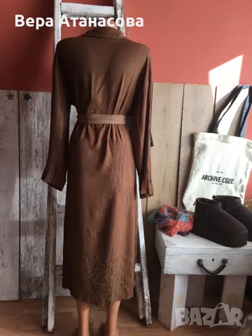 🤎❤️🤎 Рокля тип ,, Прегърни ме’ с дълъг ръкав и странични цепки🤎, снимка 4 - Рокли - 47437971