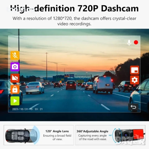 НОВА 2024 Eonon 720P HD Dash Camera, 360° регулируем ъгъл, съвместим с Eonon Android уредби - A100, снимка 7 - Аксесоари и консумативи - 50501840