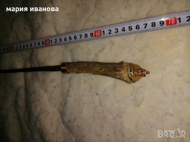 Старо ковано острие шиш шпага с дръжка от рог с тайник и корона, снимка 3 - Антикварни и старинни предмети - 53301078