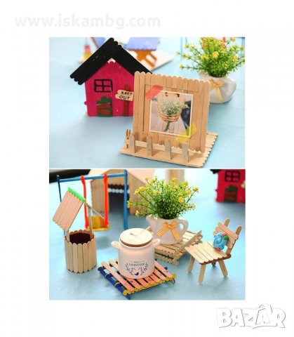 ДЪРВЕНИ КЛЕЧКИ ЗА ДОМАШЕН СЛАДОЛЕД, 50 БР. - КОД 3212, снимка 3 - Прибори за хранене, готвене и сервиране - 33886647