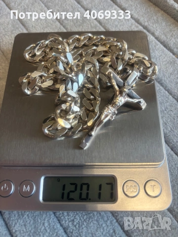 Сребърен ланец Панцер с Кръст , снимка 4 - Колиета, медальони, синджири - 53517388