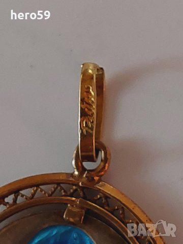 Прекрасна златна 750-18 карата висулка,медальон с емайл, снимка 4 - Колиета, медальони, синджири - 41229653