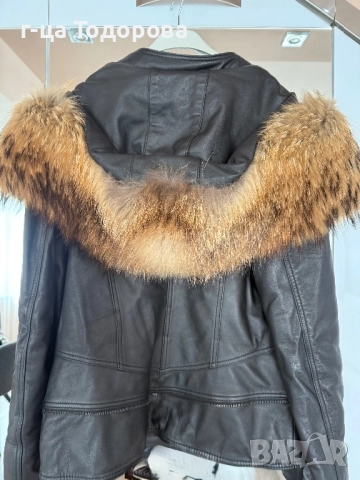 Дамско кожено яке.Естествена агнешка кожа с лисица, снимка 5 - Якета - 52209791